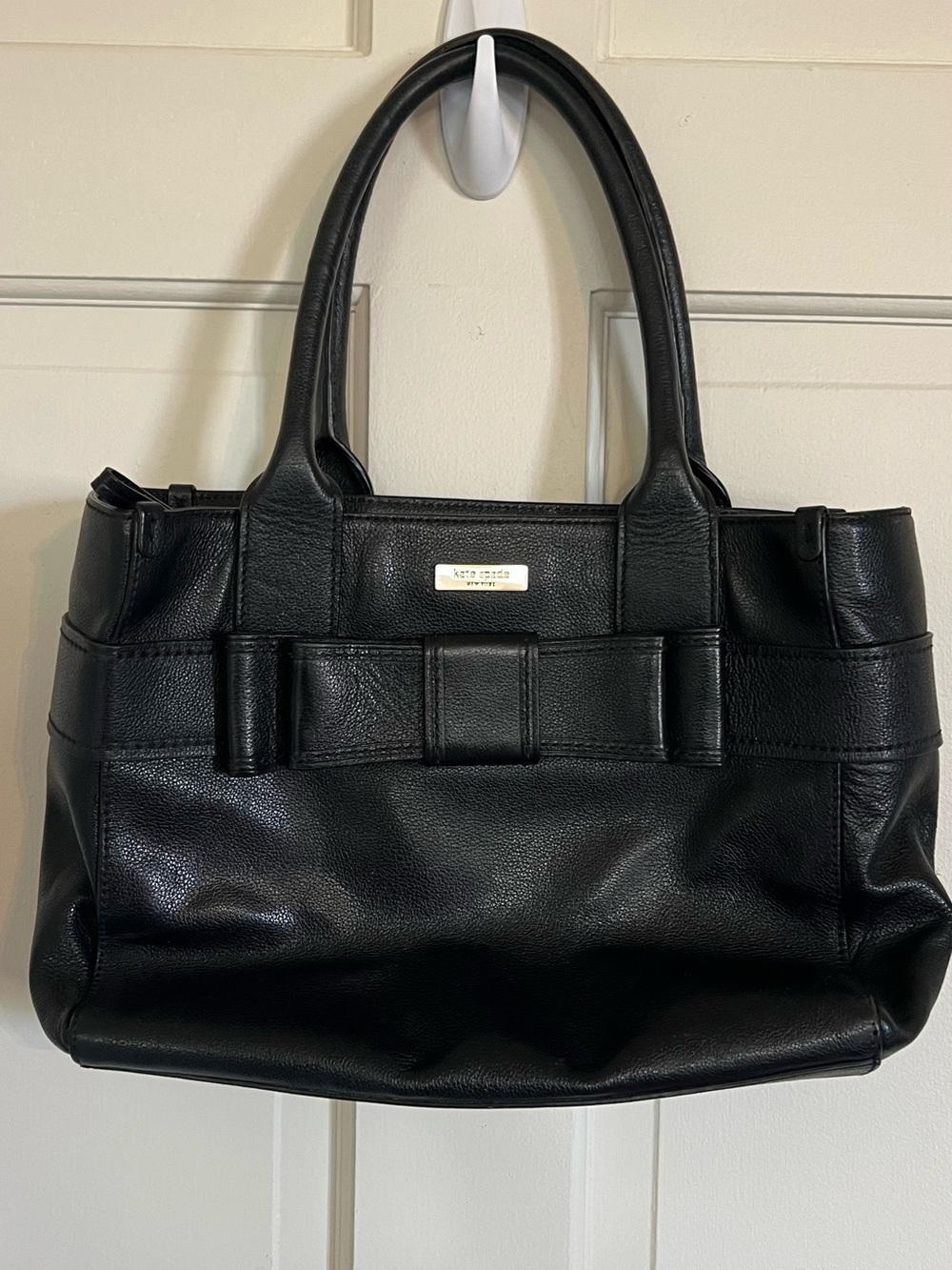 Kate Spade Black Leather Bow-Accent Satchel